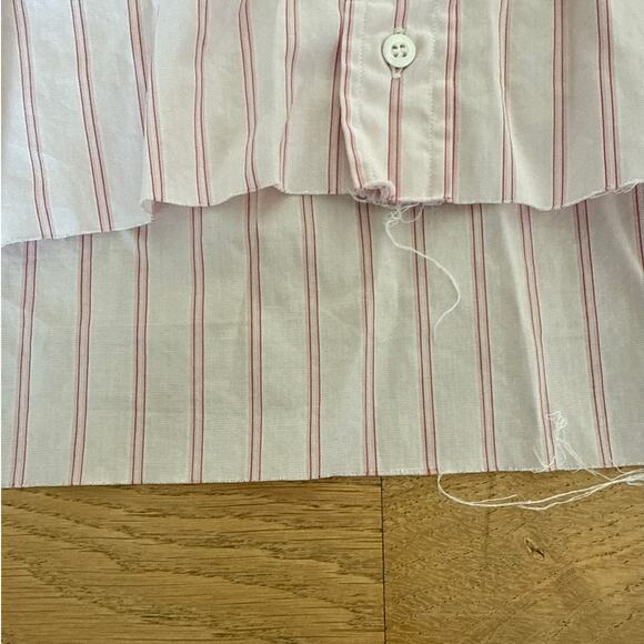Gucci - Cut Off Hem Stripe Button Down Shirt in White & Pink - Picture 7 of 8